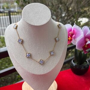 Elegant Gold and Purple Clover Necklace